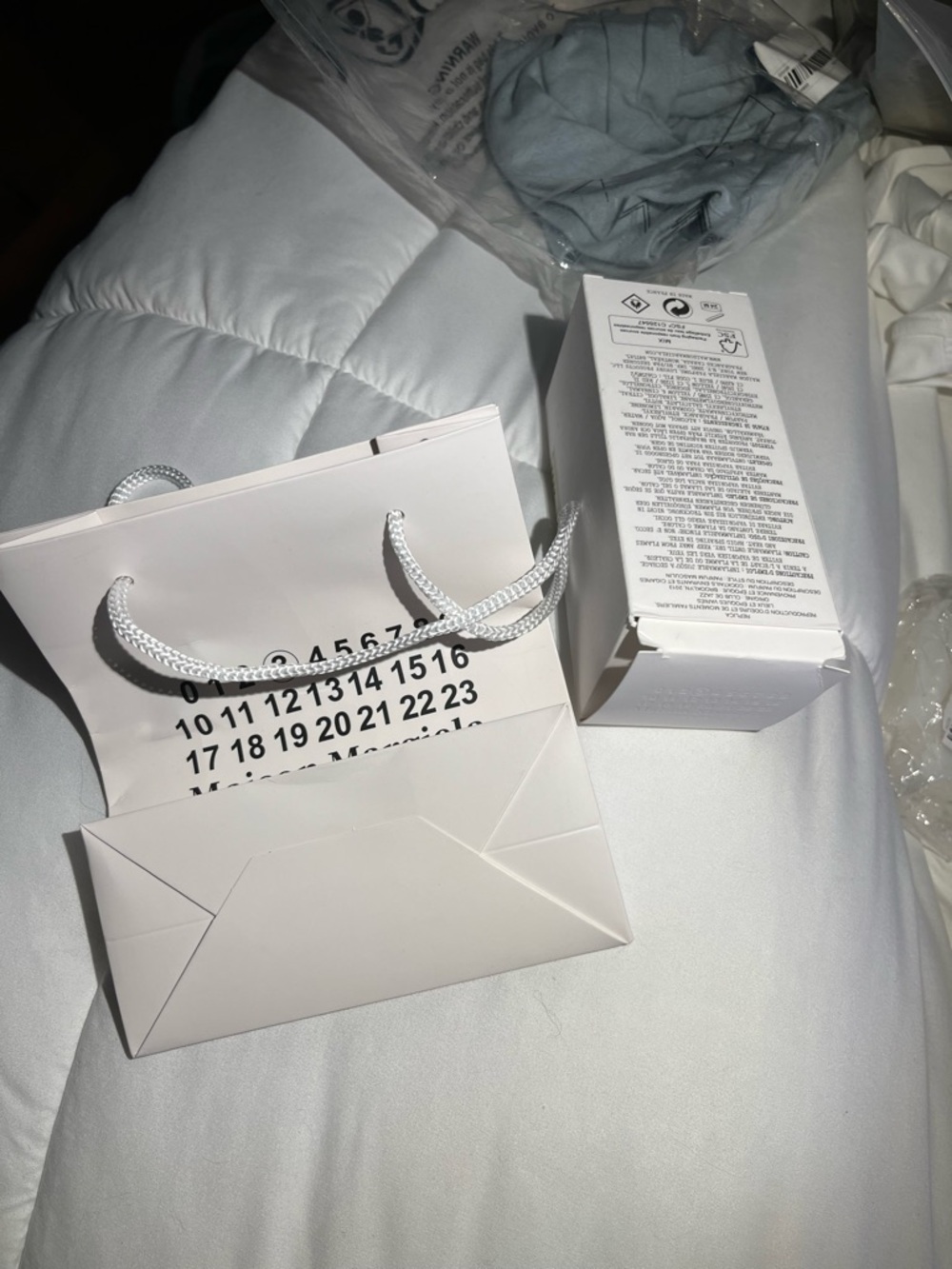Maison Margiela White and Black Numbered Logo Gift Bag with White Rope
